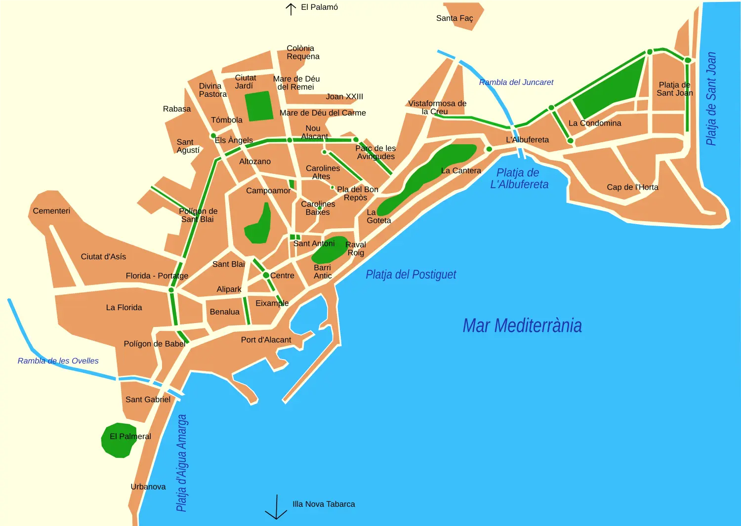 Обзор районов Аликанте: жильё, инфраструктура, безопасность и экология - Аликанте Недвижимость Переезд Районы и города  - Costa Blanca Space Фото - barris-dalacant